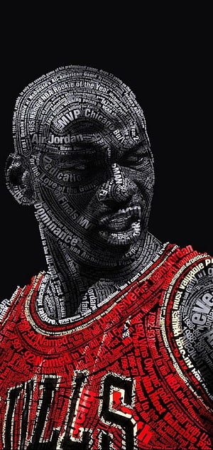 Michael Jordan Typography Portrait in Chicago Bulls Jersey HD phone wallpaper