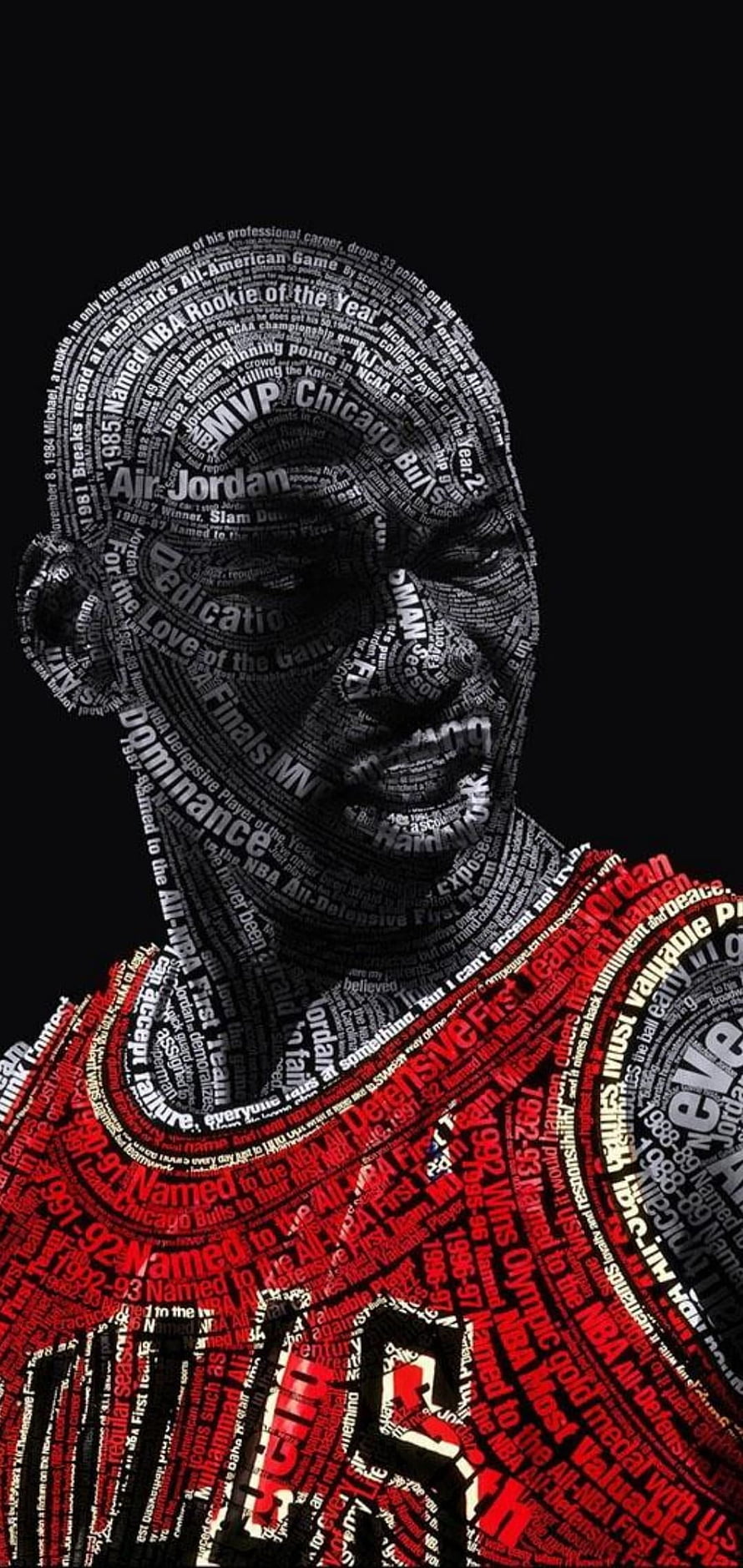 Michael Jordan Typography Portrait in Chicago Bulls Jersey HD phone wallpaper