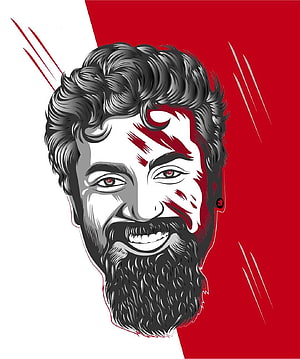 Surya Vector Portrait Illustration With Red And White Background HD phone wallpaper