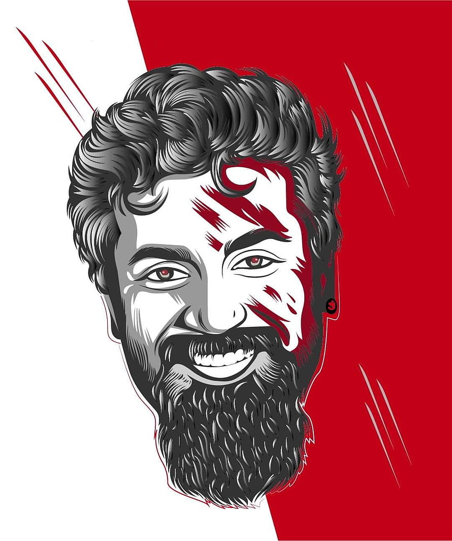 Surya Vector Portrait Illustration With Red And White Background HD phone wallpaper