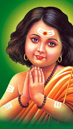 Child Krishna Digital Art Wallpaper with Praying Hands and Tilak Mark HD phone wallpaper