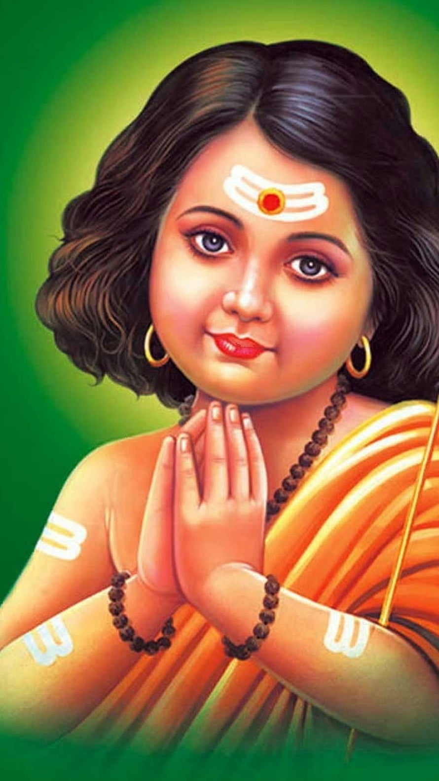Child Krishna Digital Art Wallpaper with Praying Hands and Tilak Mark HD phone wallpaper