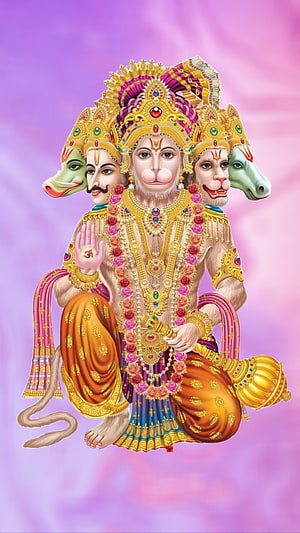 Panchamukha Hanuman Five-Faced Form Digital Art Wallpaper, Shree Hanuman, Mahadev, Gods, Panchmukhi, Bajrangbali, Ram HD phone wallpaper