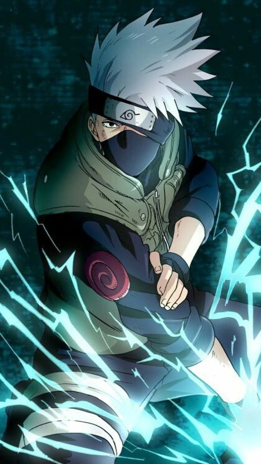 Hatake Kakashi Channeling Lightning Chakra in Dark Anime Illustration HD phone wallpaper