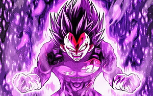 Vegeta Ultra Ego Transformation in Dragon Ball Super with Purple Aura HD wallpaper