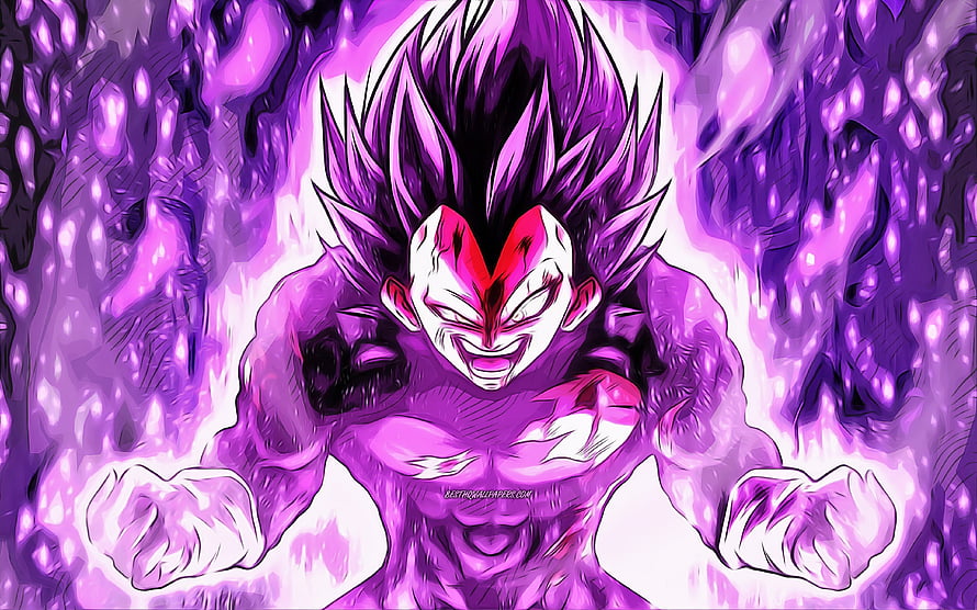 Vegeta Ultra Ego Transformation in Dragon Ball Super with Purple Aura HD wallpaper