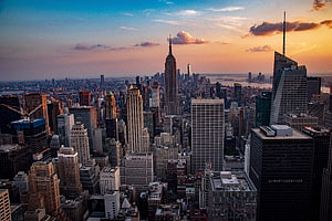 Empire State Building and New York City Skyline at Sunset HD wallpaper