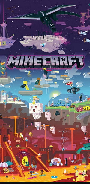 Minecraft The Nether Update Official Artwork Featuring Ender Dragon, Ghasts, and Steve HD phone wallpaper