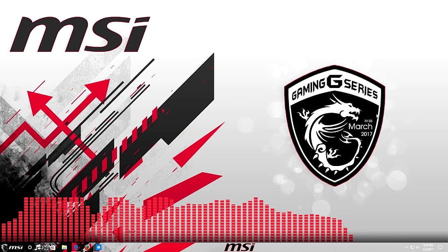 MSI Gaming G Series Dragon Shield Logo with Red Geometric Arrows and Audio Waveform Design HD wallpaper