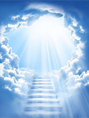 Stairway to Heaven with Divine Light Rays and Clouds HD phone wallpaper