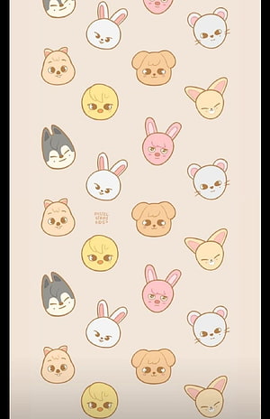 Cute Pastel Animal Faces Pattern Wallpaper With Kawaii Cats Dogs Rabbits And Mice HD phone wallpaper