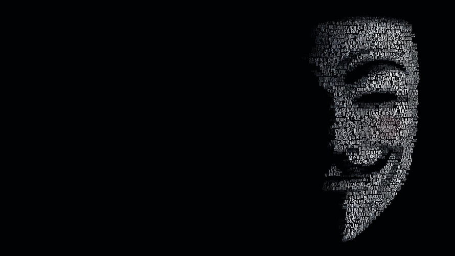 Anonymous Guy Fawkes Mask Typography Art on Black Background HD wallpaper