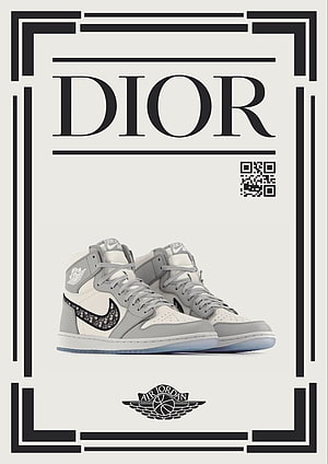 Dior x Air Jordan 1 High Sneakers in Grey and White with Oblique Pattern HD phone wallpaper