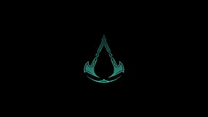 Assassin's Creed Valhalla Minimalist Norse Emblem on Black Background HD wallpaper