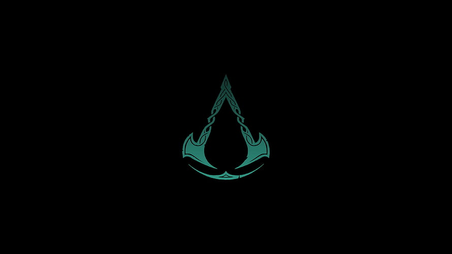 Assassin's Creed Valhalla Minimalist Norse Emblem on Black Background HD wallpaper