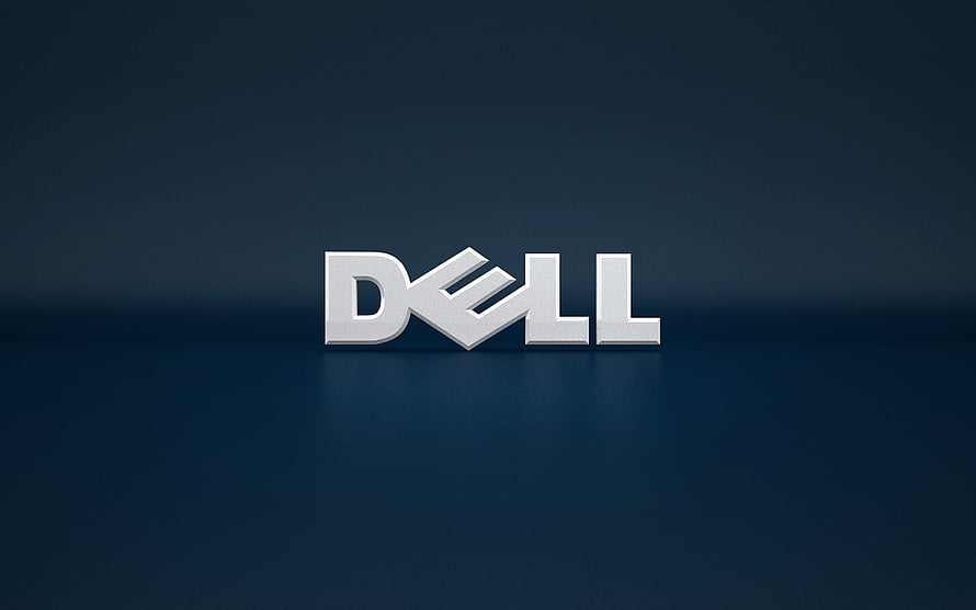 Dell 3D Silver Logo on Dark Blue Gradient Background HD wallpaper