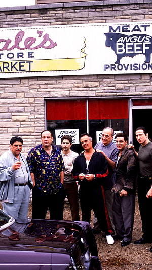 The Sopranos Cast Group Photo Outside Bada Bing Meat Market HD phone wallpaper
