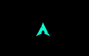 Arch Linux Minimalist Cyan Logo on Black Background HD wallpaper