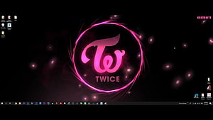Twice K-Pop Group Neon Pink Logo on Dark Background with Glowing Particles HD wallpaper