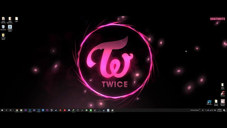 Twice K-Pop Group Neon Pink Logo on Dark Background with Glowing Particles HD wallpaper