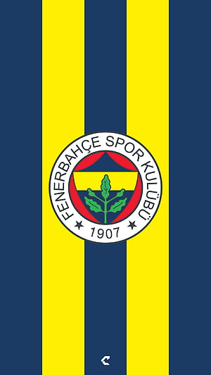 Fenerbahçe Spor Kulübü Official Club Crest on Navy and Yellow Striped Background HD phone wallpaper