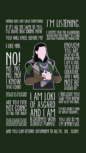 Loki of Asgard Quotes Typography Poster HD phone wallpaper