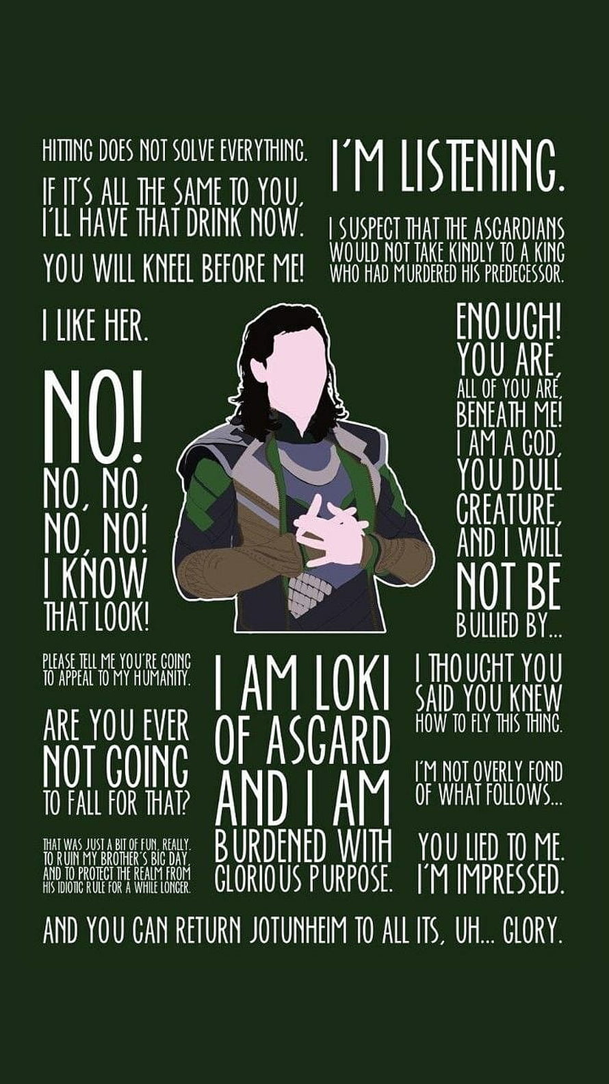Loki of Asgard Quotes Typography Poster HD phone wallpaper