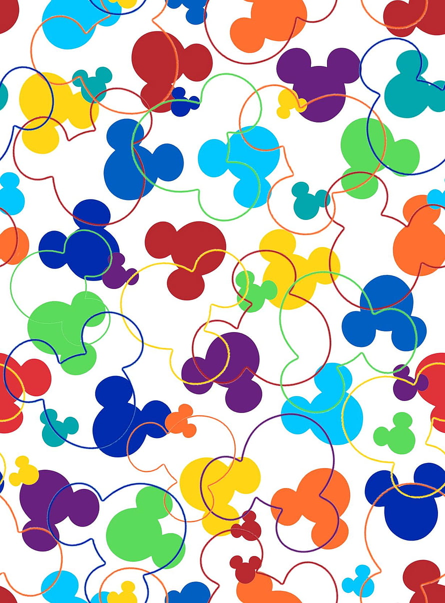 Colorful Mickey Mouse Head Silhouette Pattern Wallpaper HD phone wallpaper