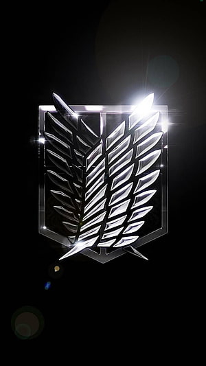 Wings of Freedom Emblem from Attack on Titan Shining Silver Logo HD phone wallpaper