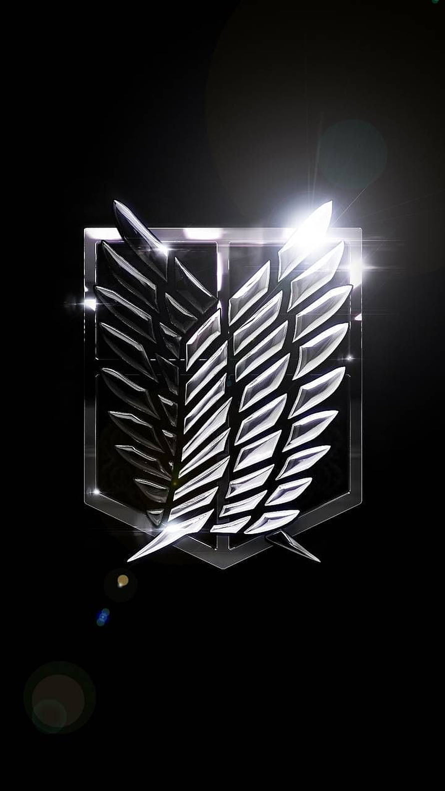 Wings of Freedom Emblem from Attack on Titan Shining Silver Logo HD phone wallpaper