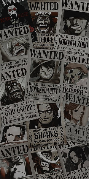 One Piece Pirate Bounty Wanted Posters Collection HD phone wallpaper