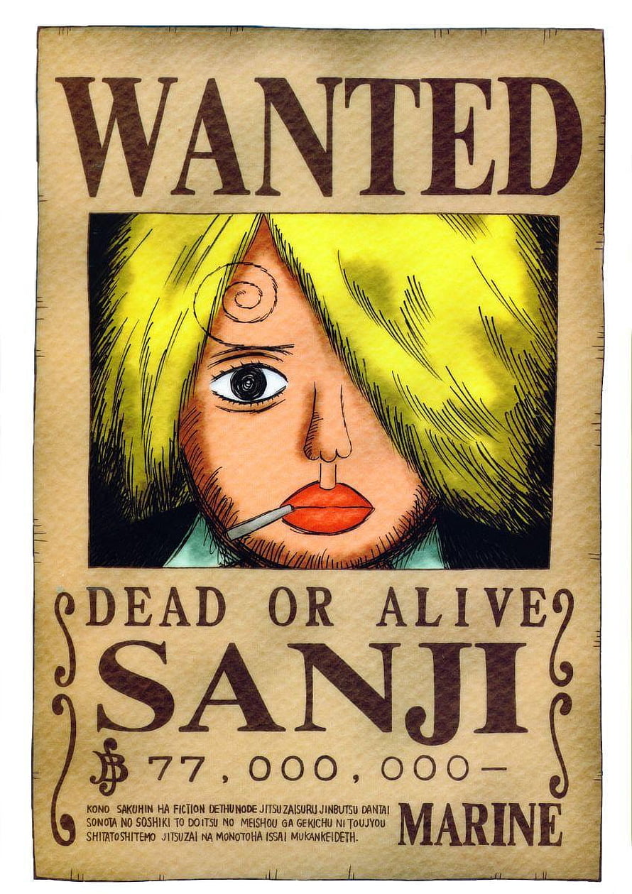One Piece Sanji Wanted Poster with 77,000,000 Berry Bounty HD phone wallpaper