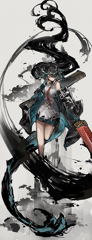 Arknights Dusk Character Art in Dynamic Ink Brush Style HD phone wallpaper