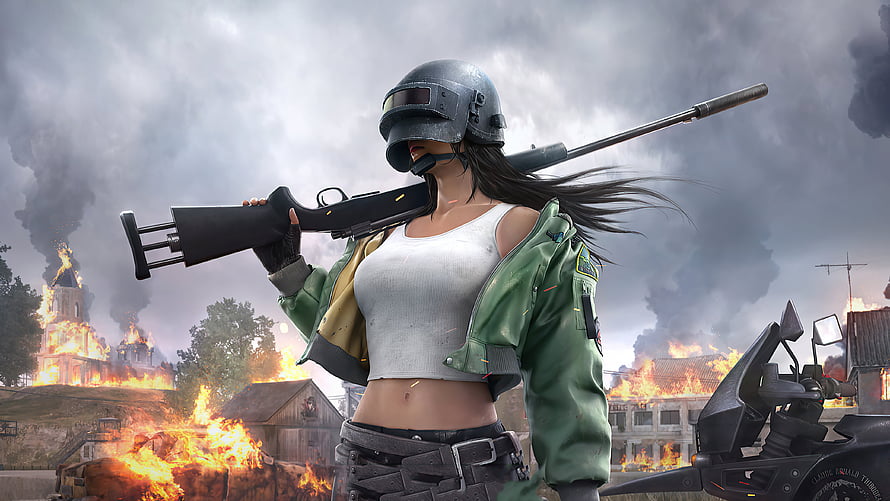Female Soldier With Sniper Rifle In Warzone Background HD wallpaper