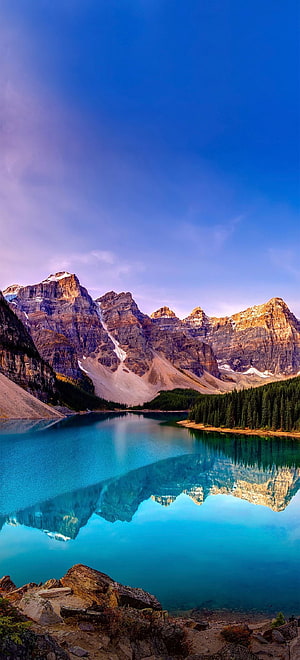 Moraine Lake Reflections in Banff National Park, Alberta, Canada HD phone wallpaper
