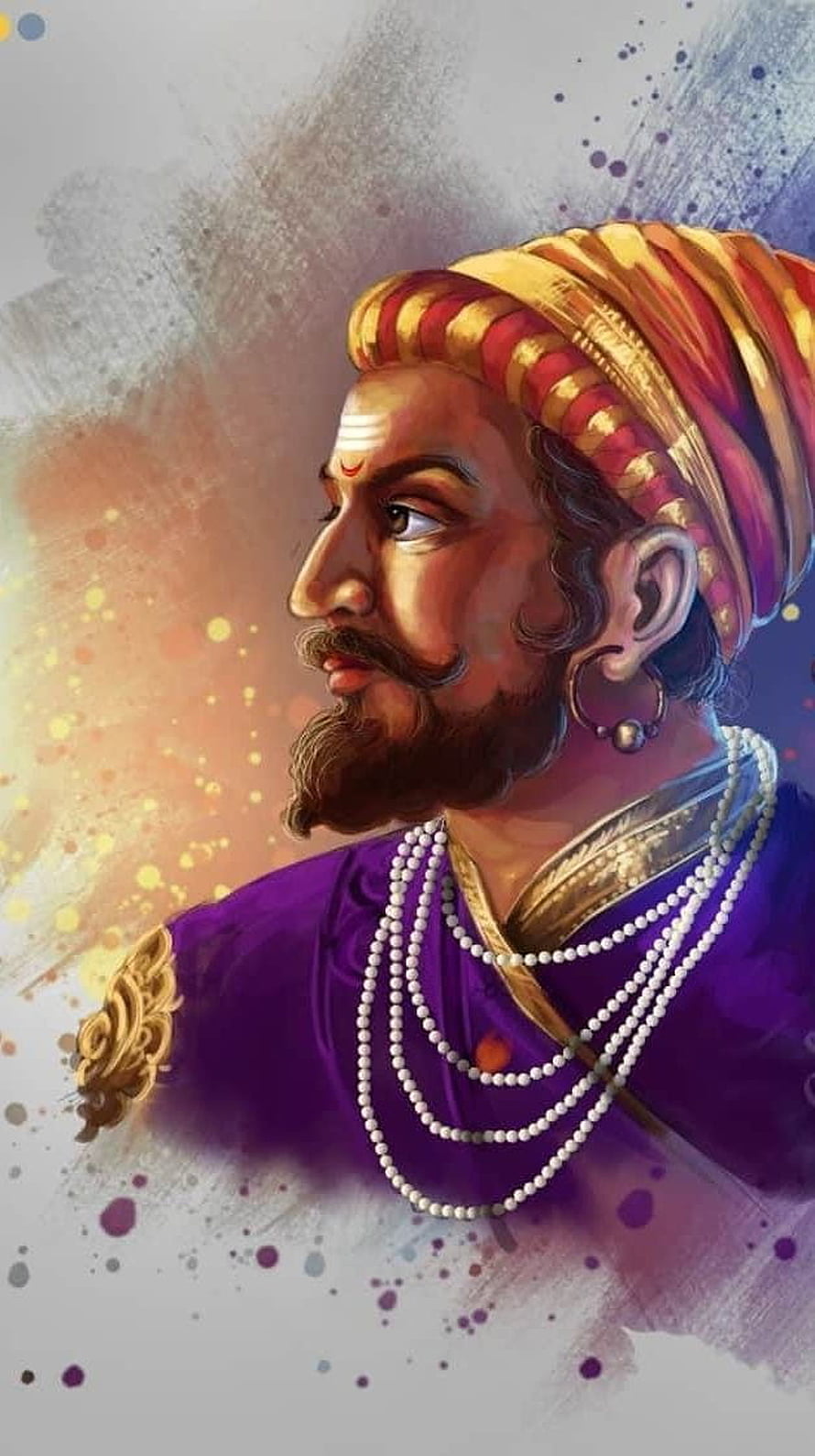 Portrait of Chhatrapati Shivaji Maharaj in Royal Attire and Turban HD phone wallpaper