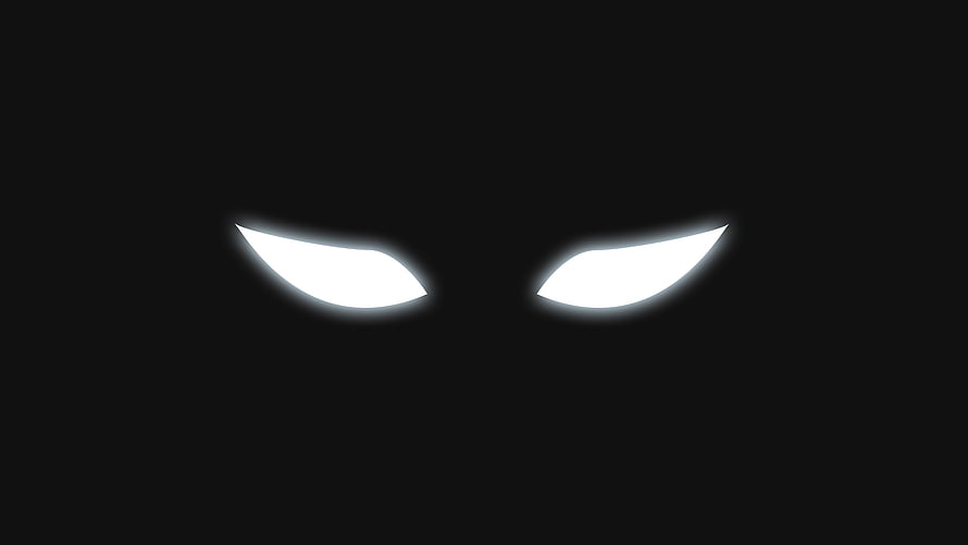 Mysterious Glowing White Eyes in the Dark Minimalist Horror Wallpaper HD wallpaper