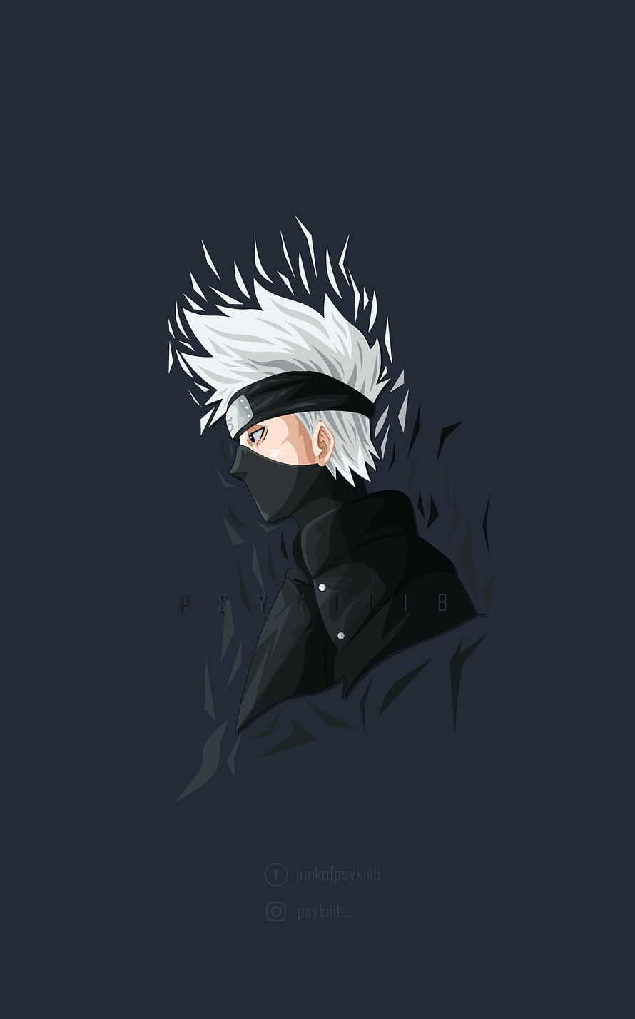 Kakashi Hatake Anime Character Portrait With Spiky White Hair And Mask HD phone wallpaper