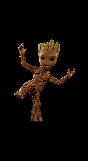 Baby Groot Dancing Character from Guardians of the Galaxy Movie HD phone wallpaper