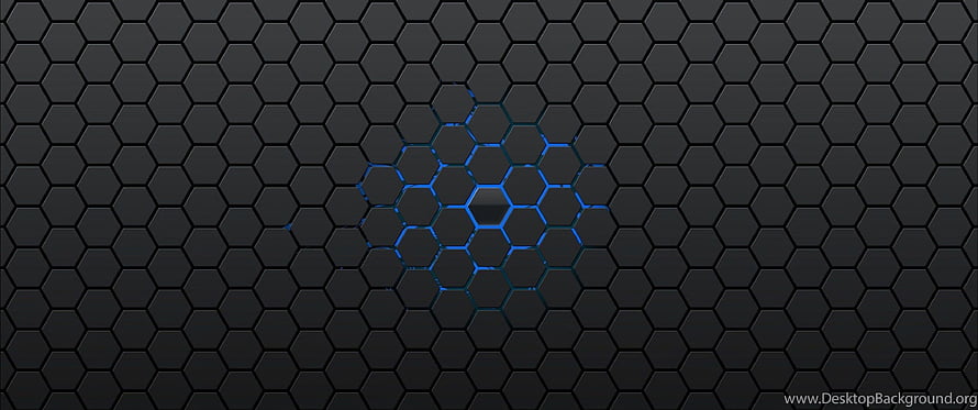 Dark Hexagonal Grid Pattern With Glowing Blue Center Abstract Wallpaper HD wallpaper