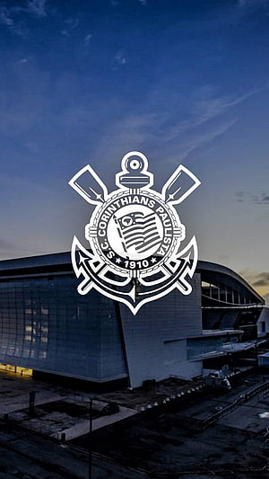Corinthians Paulista Club Crest Over Arena Corinthians Stadium at Dusk HD phone wallpaper