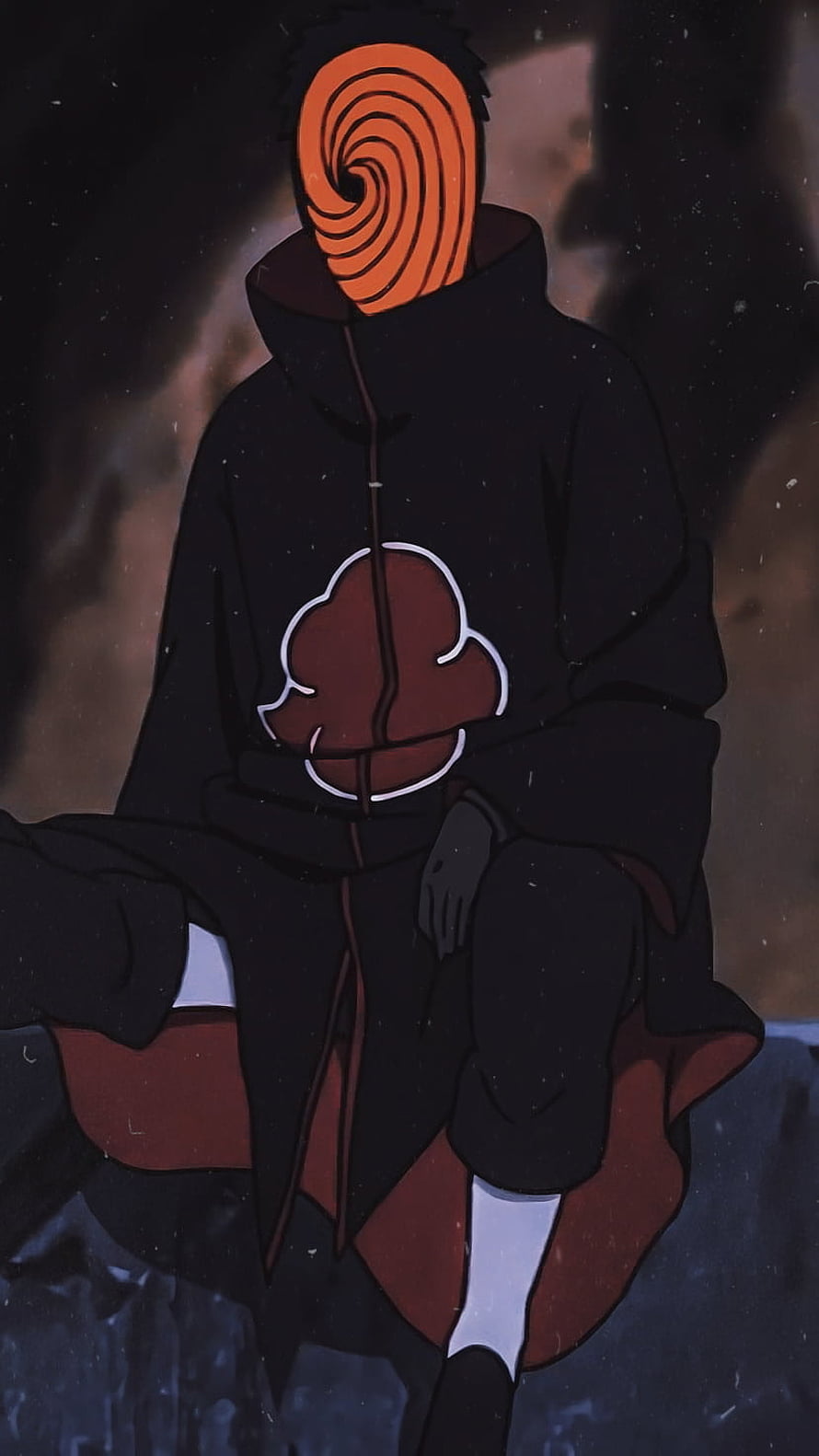 Tobi Revealing Orange Spiral Mask in Akatsuki Cloak Anime Wallpaper HD phone wallpaper