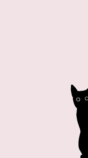 Minimalist Black Cat Silhouette on Soft Pink Background HD phone wallpaper