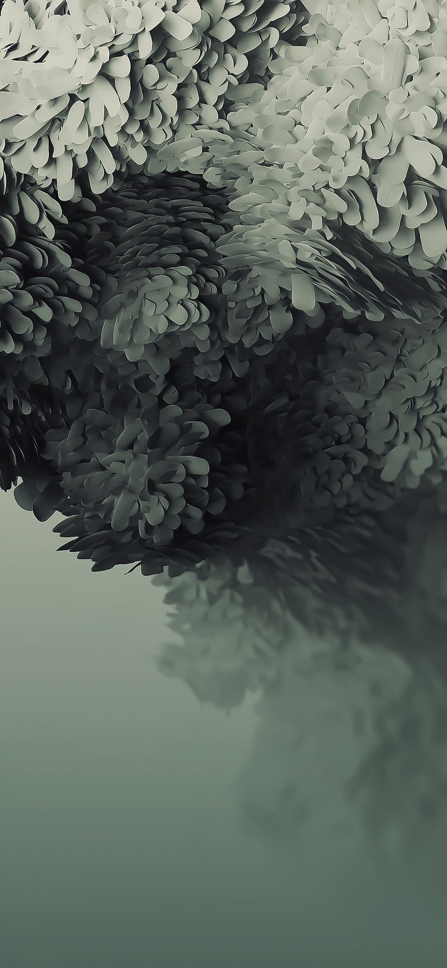 Abstract 3D Render of Layered Petal Textures in Monochrome Green HD phone wallpaper