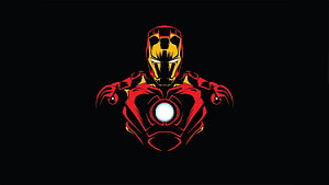Iron Man Minimalist Vector Art with Glowing Arc Reactor on Black Background, Iron Man Minimalist , Superheroes , , and Background, Iron Man Amoled HD wallpaper