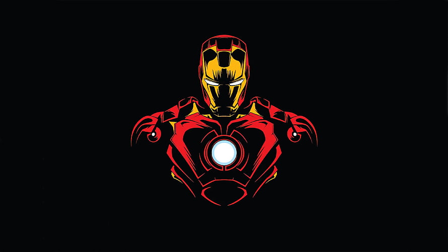 Iron Man Minimalist Vector Art with Glowing Arc Reactor on Black Background, Iron Man Minimalist , Superheroes , , and Background, Iron Man Amoled HD wallpaper