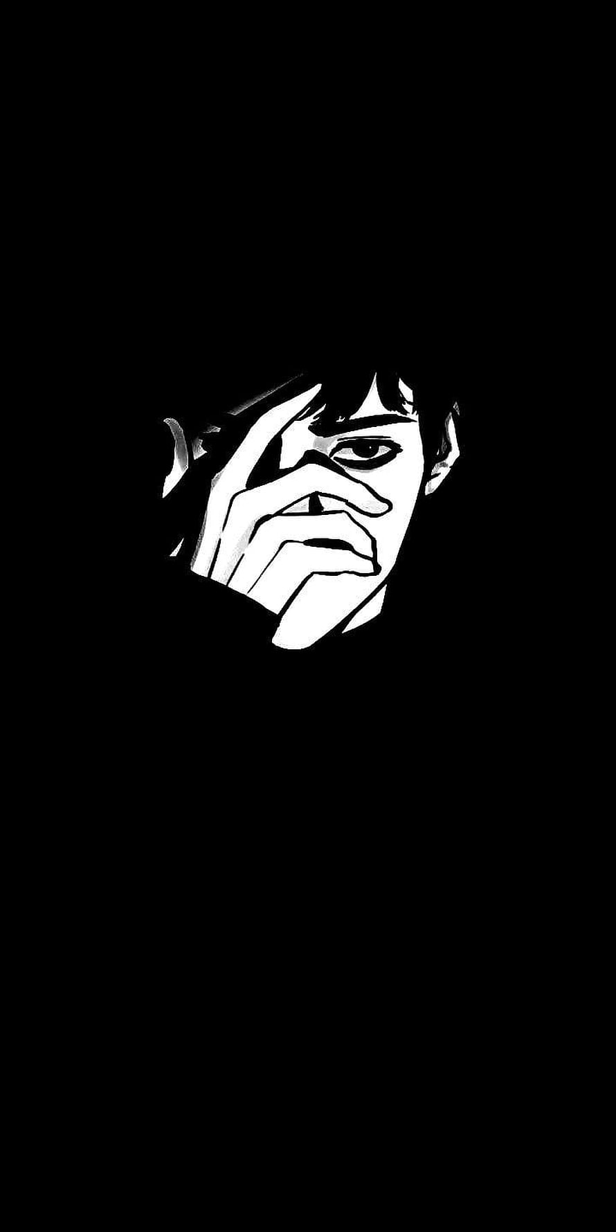 Black and White Anime Character Face Hidden in Darkness HD phone wallpaper