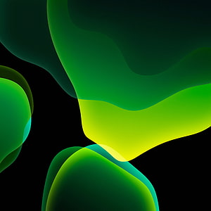Vibrant Neon Green Abstract Shapes on Black Background HD phone wallpaper
