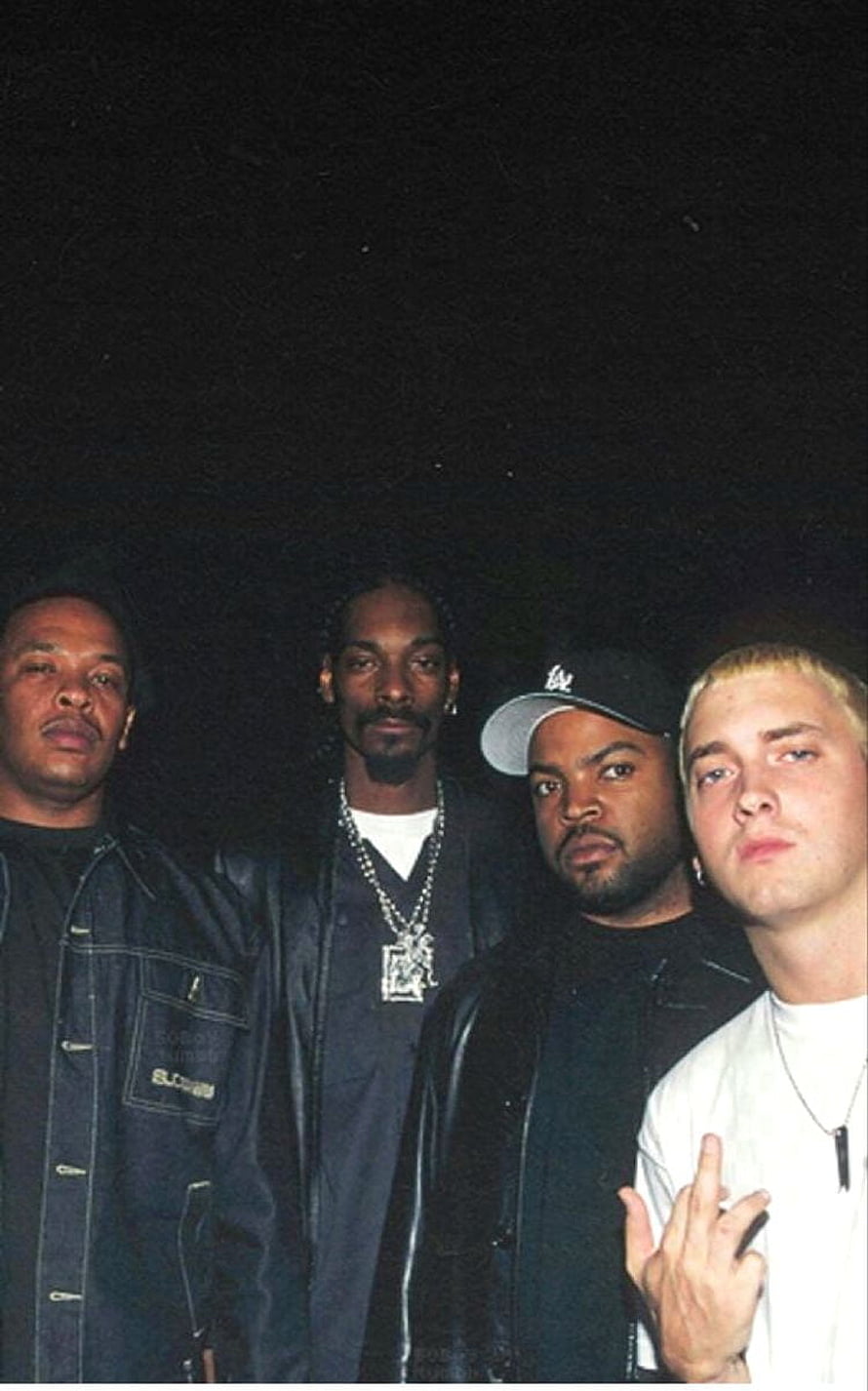 Eminem and Snoop Dogg with Ice Cube in a 90s Hip Hop Throwback Photo HD phone wallpaper
