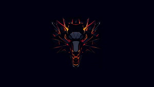 The Witcher Wolf School Emblem with Fiery Orange Accents on a Dark Background HD wallpaper